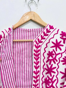 Veste en coton brodée de fleurs bohèmes, col rond, manches longues, vêtements décontractés pour adultes, vêtements de printemps - Product Image 5