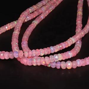 Cuentas Redondas Facetadas de Ópalo Etíope Rosa de Calidad AAA para la Fabricación de Joyas, Cuentas de Ópalo de Fuego - Product Image 1