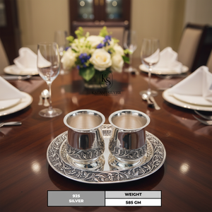 Ensemble en argent 925 avec plateau pour Pooja, repas à la maison, service traditionnel et cadeaux haut de gamme - Product Image 1