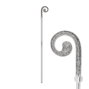 Élégante crozier d'évêque en laiton, fait main, finition argentée, bâton de marche cérémoniel pour église - Product Image 4