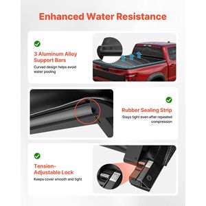 2015 2025 Chevy Colorado/GMC Canyon SHOR per equipaggio morbido Roll-Up In PVC Cover 5.2 piedi (5 ft 2 In/62 In) letto tre - Product Image 3