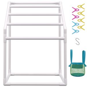 Portasciugamani da Esterno in PVC Autoportante con 5 Barre, Finitura Spazzolata, Gancio Porta Borsa per Aree Piscina, Interni ed Esterni - Product Image 1