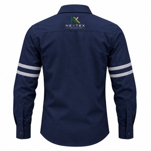 Camisa de Trabajo Profesional para Hombre, Camisa de Algodón de Manga Larga con Botones, Diseño de Parches Marrón y Verde, Uniforme Transpirable - Product Image 6