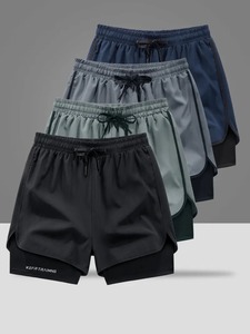 กางเกงขาสั้นออกกำลังกายพิมพ์ลายสำหรับผู้ชายคุณภาพสูงขายส่ง 93% โพลีเอสเตอร์ 7% สแปนเด็กซ์ ระบายอากาศได้ดี ป้องกันรอยยับ - Product Image 4