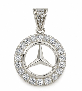 Pendentif en zircon argenté, breloque ronde avec centre triangulaire, collier, bijou, cadeau - Product Image 2