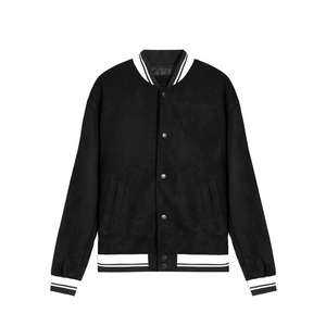 Veste universitaire noire de baseball pour l'école et le collège, manches en laine véritable, best-seller 2026 - Product Image 2