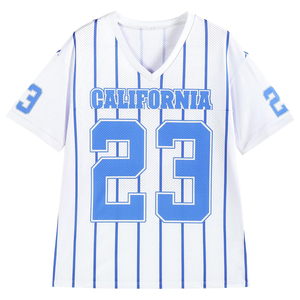 California Women's V-Neck <b>Sequined</b> Glitter Print Mesh Football Jersey Number 98 Breathable Short Sleeve Sporty Crop <b>T</b>-<b>Shirt</b> - Product Image 3