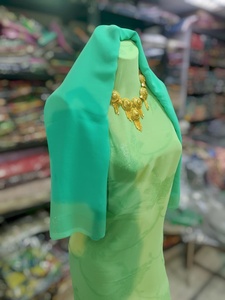 Light <b>Green</b> Fransawi Dirac with Shimmer Finish & Matching Embroidered Shawl Set Fabrics - Product Image 2