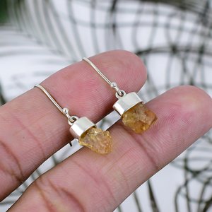 Designer Citrine Gemstone Earrings Silver Handmade Dangle Statement Earring Jewelry Gift for Women At <b>Best</b> Price - Product Image 2