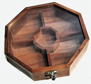 Cajas de Especias de Madera Marrón para Cocina y Decoración de Bodas, para Almacenamiento de Frutos Secos y Recuerdos de Fiesta con Cuchara, de la India - Product Image 3