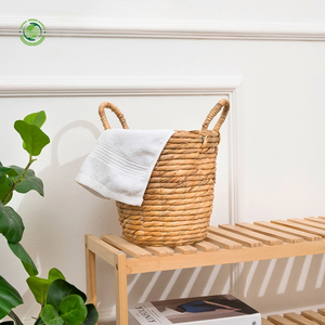 Ensemble de 2 paniers en jacinthe d'eau avec doublures en plastique, paniers de rangement faits à la main, vente en gros, écologiques, fabriqués au Vietnam - Product Image 6