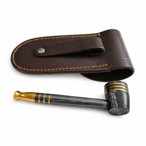 Jexmoo Pipa de Fumar Reutilizable de Acero de Damasco de Lujo Hecha a Mano con Funda de Cuero, Regalo para Papá, Esposo, Novio - Product Image 1