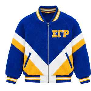 Chaqueta Bomber Reversible Personalizada de Sherpa para Mujer, Chaqueta Cálida de Forro Polar de la Hermandad Griega Sigma Gamma Rho, Ropa Casual de Invierno para Exteriores - Product Image 1