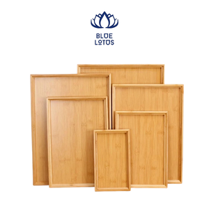 Plateau décoratif rectangulaire Art Déco en bois noir de la ferme BLUE LOTUS Vietnam, plateau de présentation multifonctionnel pour bijoux et décoration de coiffeuse - Product Image 1