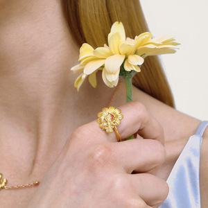 Wholesale Classic <b>Adjustable</b> 18K Gold Plated Stainless Steel Daisy <b>Ring</b> with ZIRCON for Women Open Index Finger <b>Ring</b> - Product Image 2