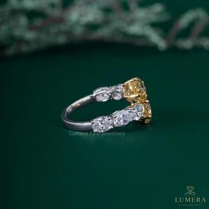 Luxury Yellow Oval Diamond Open <b>Ring</b> 14K 18K White Gold Lab Grown Diamond Bypass <b>Ring</b> Fancy Yellow Diamond <b>Statement</b> <b>Ring</b> For Wo - Product Image 5