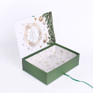 Customizable Eco-Friendly Biodegradable <b>Book</b>-Style Christmas Paper Gift <b>Box</b> Full-Color Printing Matte Film Gold-Embossed Design - Product Image 1