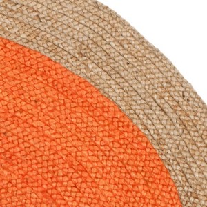 Tapis rond en jute orange, tressé, couleur unie, moderne, tissage plat, antidérapant, pour salon, usage domestique - Product Image 4