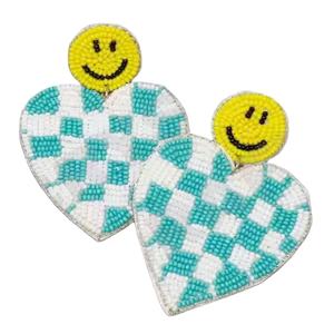 Pendientes de cuentas de Corazón Verde para mujer, Día conmemorativo patriótico, Material de tela de Color naranja, blanco y azul - Product Image 1