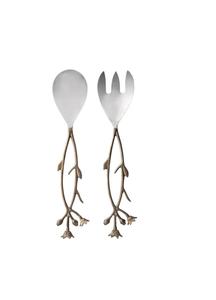 Cuillère et fourchette à salade en métal de qualité supérieure, finition argentée, avec polissage miroir lisse, pour réception de mariage - Product Image 3