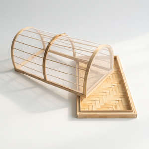 Juego de cubiertas y bandejas de bambú natural tejido para alimentos, para almacenamiento en cocina, decoración de restaurantes, antiinsectos, para pedidos al por mayor - Product Image 2