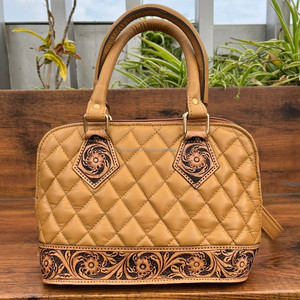 New 2025 Wholesale Custom Women's Fashion High Quality Hand Tooled <b>Quilted</b> Genuine Leather Crossbody Shoulder Handbag Mommy Bags - Product Image 2