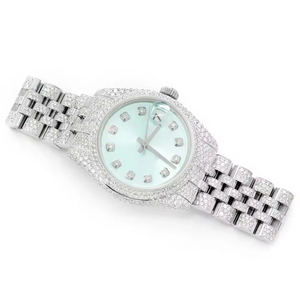 Reloj de Lujo con Movimiento de Cuarzo ETA, Acero Inoxidable, 20 mm, Unisex, Cristal Azul Cielo, Diamante Moissanita, 41 mm, Resistente al Agua 10 Bar - Product Image 3