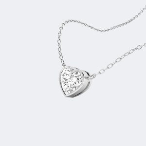 Collar con Colgante Solitario de Corte Corazón con Engaste de Bisel de 0.70CTW - Product Image 5