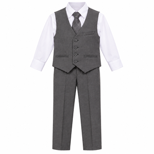 Conjunto de Uniforme Escolar Gris para Niños, Camisa Blanca, Chaleco, Pantalones, Corbata, Ropa Formal Escolar para Estudiantes, Conjunto de Ropa al por Mayor - Product Image 3