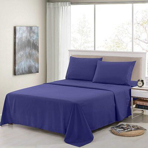 Draps-housses 100% coton doux et confortables, ensemble de 4 pièces pour lit double, drap plat - Product Image 1