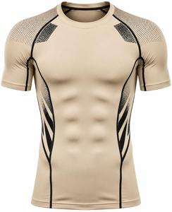 Camiseta de Compresión para Hombre, Colores Personalizados, Manga Corta, Cuello Redondo, Corte Ajustado, Secado Rápido, Transpirable, Sólida, 180g, Conjunto Deportivo de Punto - Product Image 3