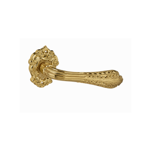 Poignée de porte extérieure moderne en laiton de luxe Valencourt 5 pouces |   Poignée à levier sculptée en feuille de style européen classique et durable pour porte principale d'hôtel - Product Image 1