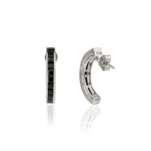 Nouveauté : Boucles d'oreilles créoles en argent sterling 925, 100 % authentiques, avec pierre d'onyx noir taille princesse, pour femmes - Product Image 5