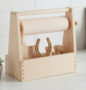Caddy de rangement de cuisine unique le plus vendu, porte-vaisselle et couverts, fait main en bois de manguier - Product Image 2