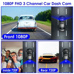 WiFi FHD 1080P <b>Car</b> Dash <b>Camera</b> 3-Channel Front & Rear View Loop Recording & <b>Reversing</b> Visual 170 Degree Wide Angle - Product Image 2