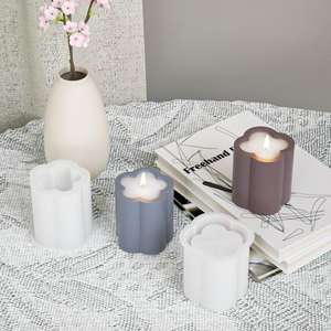 Four Leaf Clover Five Petaled Aromatherapy Candle Cup Storage Jar Gypsum Epoxy <b>Resin</b> Candle Silicone Mold - Product Image 4