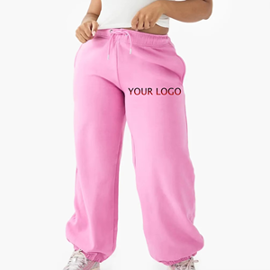 Pantalones Deportivos Rosa para Mujer, 100% Algodón, Corte Holgado, Cintura Elástica, Ropa de Gimnasio, Estilo Casual Hip Hop, Cómodos Pantalones para Estar en Casa - Product Image 1