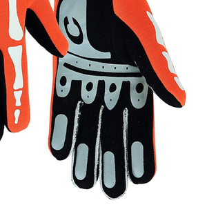 Gants de course à doigts entiers avec logo personnalisé orange, imprimé squelette, paume antidérapante, unisexe, utilisation en extérieur, matériau polyester et nylon - Product Image 4