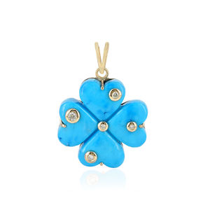 Colgante de Oro 14k con Diamante Natural y Turquesa en Forma de Corazón, Joyería Fina al por Mayor, Plata 925 - Product Image 2