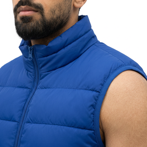 Veste matelassée coupe-vent blanche unie pour homme, col montant, fermeture éclair, rembourrage en polyester, manteau d'hiver décontracté, coupe régulière - Product Image 5