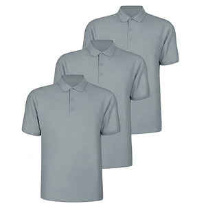 Polo à manches courtes pour homme, blanc, 100% coton, respirant, couleur unie, tricoté, coupe classique - Product Image 2