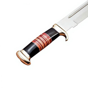 Couteau Bowie en acier inoxydable, couteau utilitaire de camping et de chasse pour l'extérieur, avec construction classique, manche confortable et étui. - Product Image 3