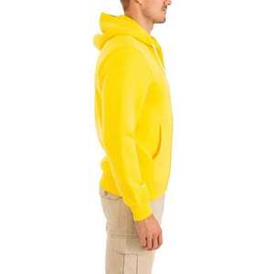 Sudadera con capucha amarilla para hombre, con cremallera completa, lisa, informal, de manga larga, con bolsillos. - Product Image 3