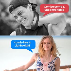 Ventilateur portable pliable 5-en-1 mains libres rechargeable avec sangle de cou, 3 vitesses, ventilateur à main, batterie externe et support de téléphone - Product Image 5