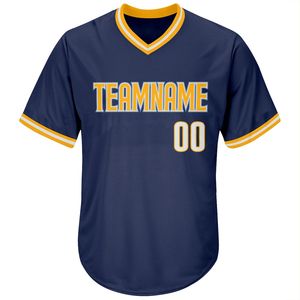 Maillot de baseball personnalisé bleu marine pour homme, manches courtes, numéro d'équipe sublimé, maille polyester, vêtement respirant et anti-humidité - Product Image 1