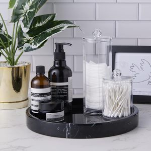 Plateau de service décoratif noir pour fruits, idéal pour salle de bain, cuisine, table de chevet, porte-bijoux et bagues, élégant accent de table. - Product Image 2