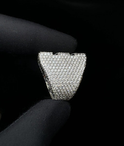 <b>Initial</b> 'E' Baguette Cut Moissanite Engagement <b>Ring</b> 925 Sterling Silver Rhodium Plated Prong Set Hip Hop Style Anniversary Gifts - Product Image 4