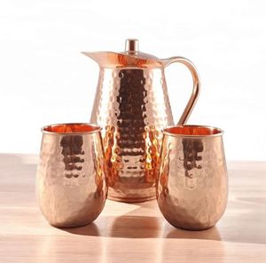 Ensemble de carafes en cuivre pour la distribution d'eau en restauration collective, ensemble métallique avec verres, durable, réutilisable, vaisselle de cuisine et de salle à manger - Product Image 5