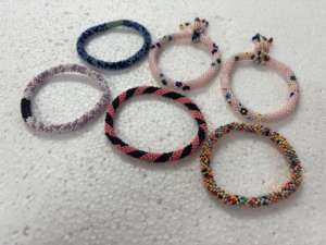 Pulsera elástica de cuentas de vidrio hecha a mano, brazalete de cuentas coloridas para mujer, joyería de moda - Product Image 3