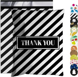 Sacs d'expédition imperméables et résistants aux déchirures Thank You Poly Mailer pour vêtements, sacs postaux robustes avec fermeture auto-adhésive, imprimés à rayures - Product Image 1